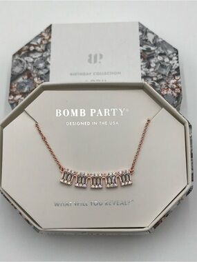BNWT Bomb Party Birthday Collection Necklace In Box - April 2023